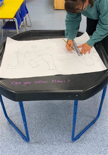 Elmer Themed Tuff Spot Activity for Early Years