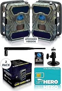 CREATIVE XP 2021 LTE 4G Cellular Trail Cameras – Outdoor WiFi Full HD Wild Game Camera with Night Vision for Deer Hunting, Security - Wireless Waterproof and Motion Activated – 32GB SD Card (2-Pack)