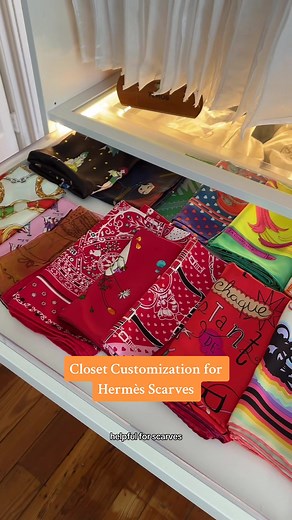 One thing I knew I wanted when redesigning my closet was a place for all my Hermès scarves. I wanted them to be accessible, yet protected. Prior to storing them in these drawers, I stored them all in their boxes, but as my collection grew it just wasn’t practical anymore. This IKEA solution works perfectly, especially with the couple additions I made. And because it’s IKEA, I can always add more scarf drawers in the future😉 #hermes #hermesscarf #closet #closetorganization