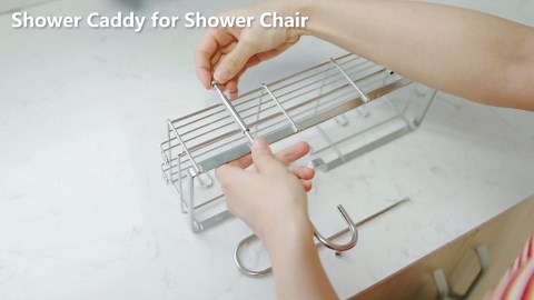 YUOROS Shower Caddy Hanging, 304 Stainless Steel Shower Organizer Rack for Shower Chair Bench for Elderly Seniors Disabled Handicap