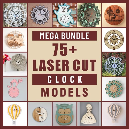 Laser Cut Wall Clock SVG Bundle – 75  DIY Clock Templates - Etsy UK