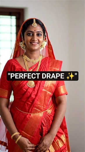 Elegant Bridal Saree Drape Tutorial 💍 | Perfect Wedding Look#ai #bridalsaree#shortsfeed#shortsviral