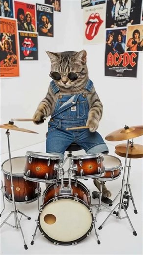 Drum-playing cat - Funny Cat #drums #funny #cat