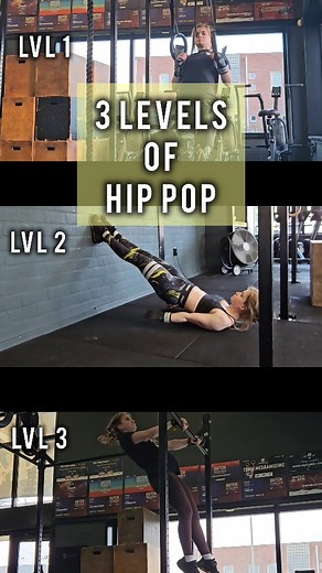If you feel stuck with the hip pop, go give these a try to unlock! Lvl 1: kipping ring rows Lvl 2: wall hip pop Lvl 3: high bar lat push down hip pop Remember: feet on the ground = easier to feel the hip pop (because you can push your feet against the ground). BUT to truly translate that to a hanging hip pop you need a bridge ---> lvl 2 can be that bridge ;) | No Rush Training