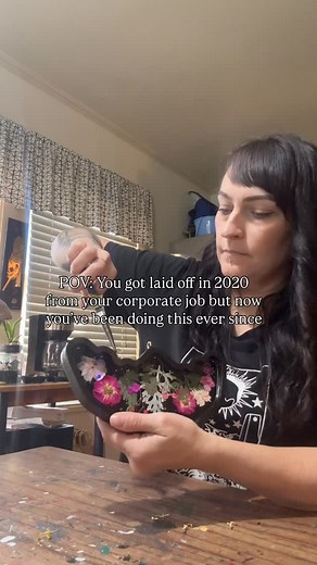 1K views · 392 reactions | I’d say it was a pretty good trade off! 藍 I mean from sitting behind a computer to now getting to create all day! Life is good But if you love decor with a witchy whimsy and spooky vibe, then you’ll definitely love it around here  | Midnight Cottage Co | Facebook