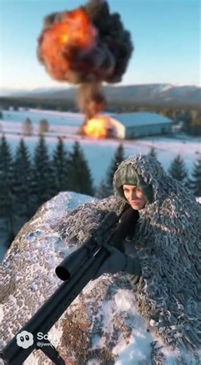 USA army “ sniper shoots a powerful bullet, and an explosion happens"