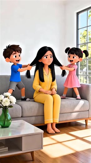 Funny Cartoon About Mom's Long Hair