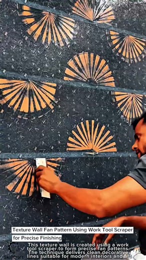 Texture Wall Fan Pattern Using Work Tool Scraper for Precise Finishing #worktool