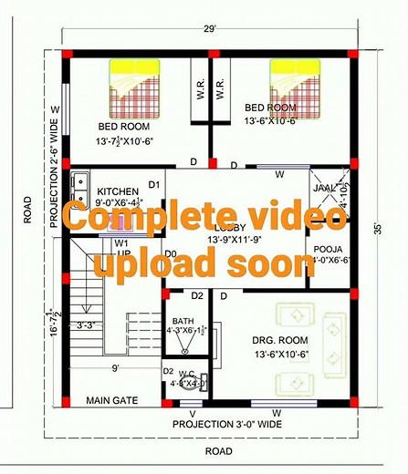 29x35 2BHK House plan
