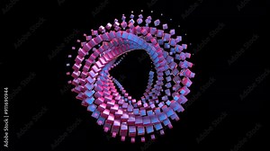 Strange infinite loop animation made out of abstract shapes and cubes, animation loop, front view - 60 fps, 4K Pro Res with mask pass