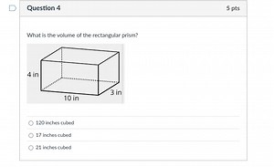 Question 45 ptsWhat is the volume of the rectangular prism?... | Filo