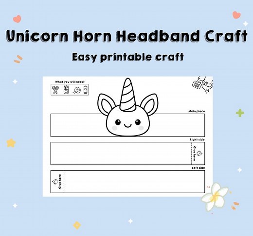 Printable Unicorn Horn Headband Craft – Color, Cut & Wear DIY Paper Hat | Kids Craft Crown/hat Activity Template - Etsy Australia