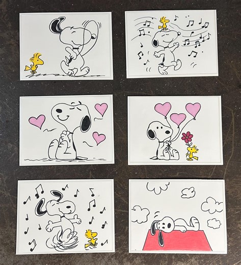 Snoopy Greeting Cards With Envelopes Set of 6 Different Cards - Etsy