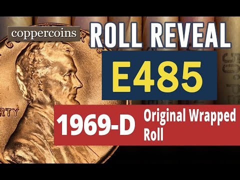 Coin Roll Hunt Reveal #E485 : 1969-D Original Wrapped Roll
