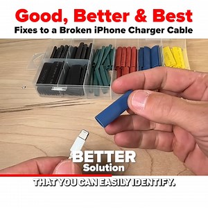 19K views · 154 reactions | I will run you through 3 different options to fix your damaged iPhone charger cable. All 3 of these solutions are easy and you might have everything you need already at home. If not the most you will spend is $5 or $6 instead of $20 or $30 on a new cable. | Everyday Home Repairs | Facebook