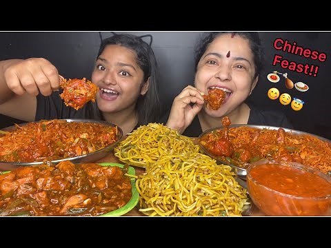 CHICKEN FRIED RICE, CHICKEN EGG NOODLES, CHICKEN LOLLIPOP AND CHILLI CHICKEN | FOOD EATING VIDEOS