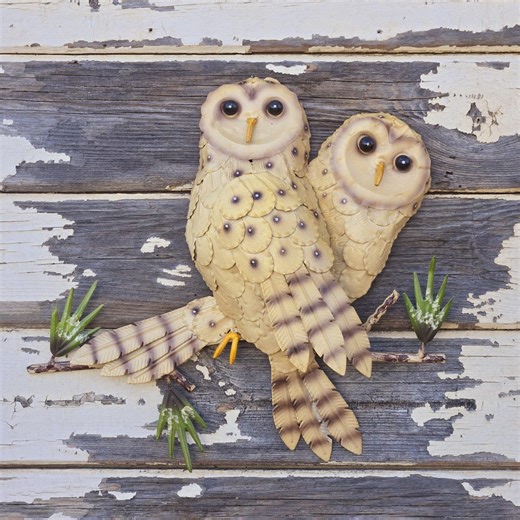 Handcrafted Metal Owl Garden Sculpture: Rustic Patina Finish, 36-inch Wingspan - Etsy