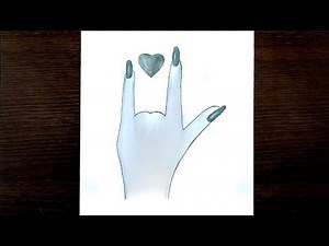 Hand With Heart Drawing || Tutorial How To Draw Hand With Heart || Fingers With Heart Drawing