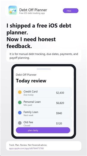 I shipped a free iOS debt planner. Honest feedback? #Shorts