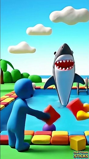 "Skibidi Shark" Pool #fun - Clay Town Sticks #Music Party #skibidi #dance #nurseryrhymes