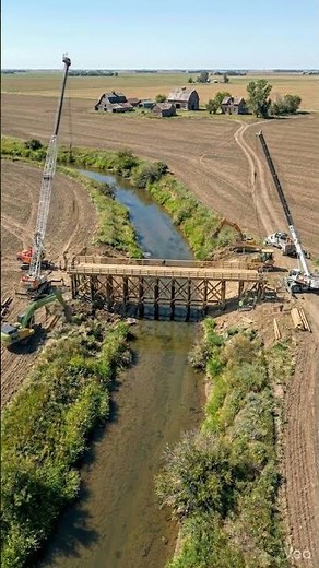 From Shallow Farm River to Timber Trestle Bridge in Seconds #shorts #construction