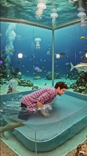Enter a magical AI-generated underwater dream bedroom🌊✨ A futuristic ocean room surrounded #aivideo