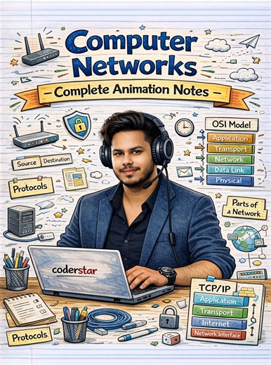 Coder Star 🌟 | 🌐 Computer Networks — Complete Notes 📘 OSI & TCP/IP Models 📡 Topologies & Transmission Media 🧰 Network Devices & Data Flow 🔐 Security... | Instagram