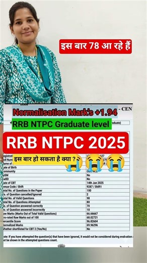 RRB NTPC CUT OFF 2025, NTPC CUTOFF GRADUATE LEVEL 2026, NTPC Score card, NTPC cbt1 result 2026