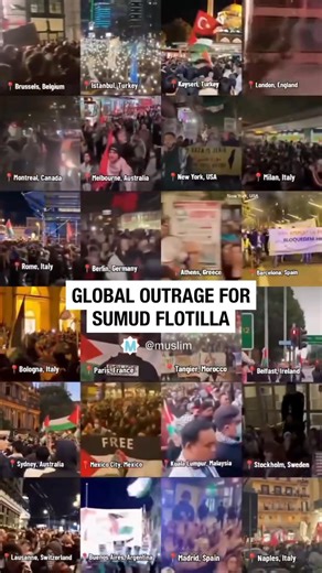 692K views · 22K reactions | Global outrage for the Sumud Flotilla with rallies, marches and protests taking place across the world.  | Europe says OXI | Facebook