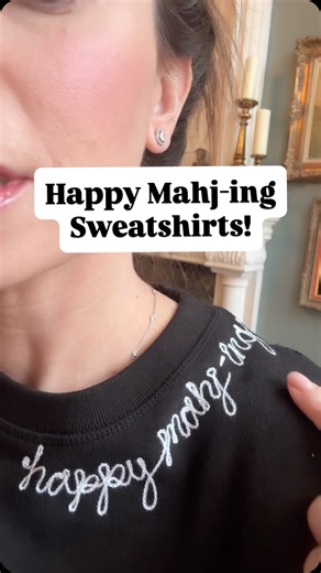 2.3K views · 35 reactions | Y’all, I am so excited about these brand new sweatshirts! They’re chain-stitched by a local artist with “happy mahj-ing” and are a luxe, brushed organic heavyweight cotton, perfect for sweata weatha! Get ‘em before they’re gone! https://southernsparrow.com/products/happy-mahj-ing-sweatshirt | Southern Sparrow | Facebook