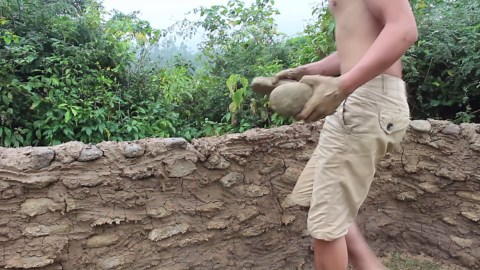 Watch me build a primitive stone house