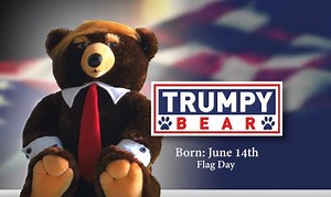 'Trumpy Bear' teddy with a US flag ‘comfort blanket’ stuffed into it's back is a REAL thing... and fans of The Donald are loving it