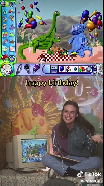 Creating a Dinosaur Picnic in Kid Pix Computer Game