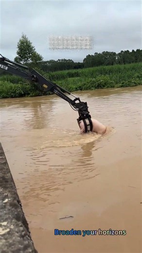 The pigs that fell into the river were rescued usi