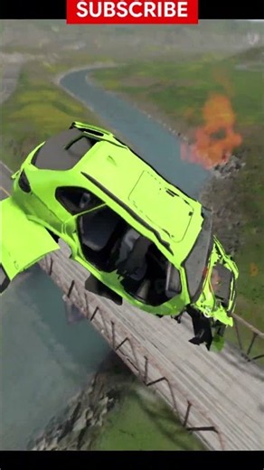 Cars Driving Across a Lava Crossing Road | #76 #gaming #BeamNG Drive #shortsfeed