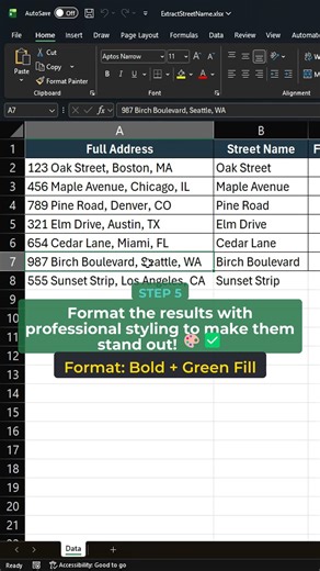 Extract Street Name from Address in Excel #excel #productivity #formulas #byteplane
