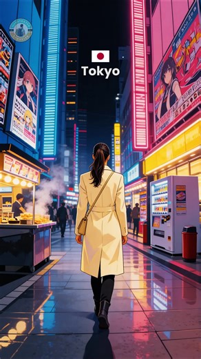 Tokyo 2026 - Walk the glow #IllustratedTraveler #TravelAnimation #AnimatedTravel #AIArt #AIAnimation #Reels #Shorts #fyp #Tokyo #Japan
