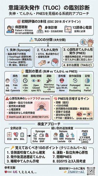 意識消失発作（TLOC）の鑑別診断 — 失神・てんかん・PNESを見極める系統的アプローチ - 医知創造ラボ ～脳神経内科医がAIで紡ぐ最新医療情報～