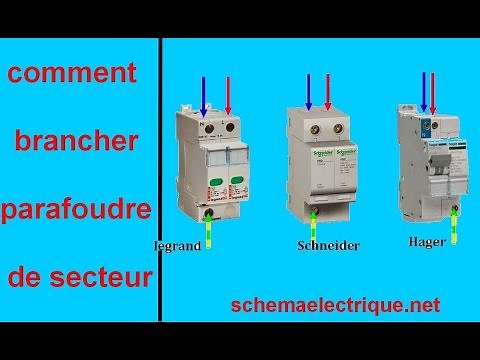 schéma branchement câblage parafoudre electrique de secteur
