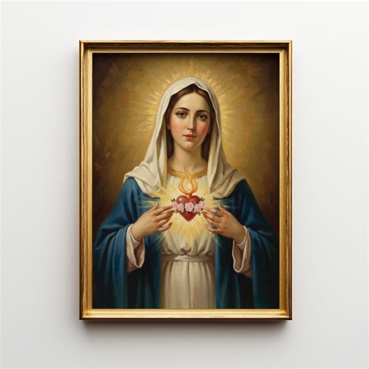 Immaculate Heart of Mary Art, Catholic Virgin Mary Painting (digital Print) - Etsy