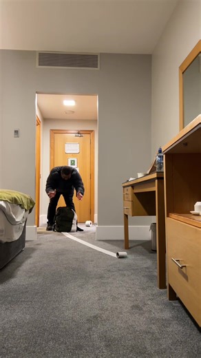 Leaving my hotel room….I came I saw I concurred 😂 What are the hotel rules? Someone explain #comedy #humor #security #911 #checkouttheseries