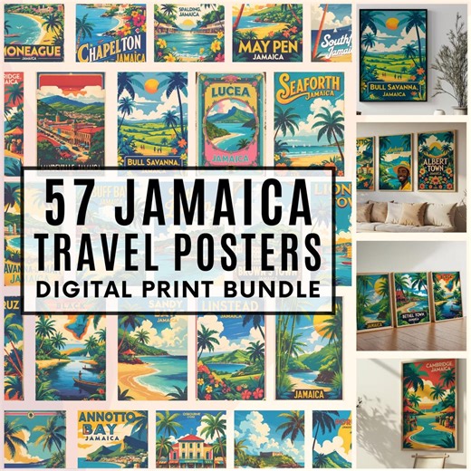 Vintage Jamaica Travel Poster Set: Retro Island Art (SVG, PDF, Digital Download) - Etsy Canada