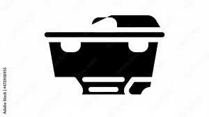 Solid Waste Management Business glyph icon animation. Medical Garbage Disposal And Metals Sorting, Waste Industrial Processing And Pressing, Burial In Mountain And Underwater