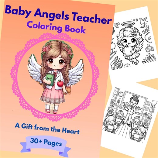 Baby Angels Teacher Coloring Book, Baby Angels Coloring Pages, Printable Gift for Teacher, Cute Angel Coloring Book, Instant Download - Etsy