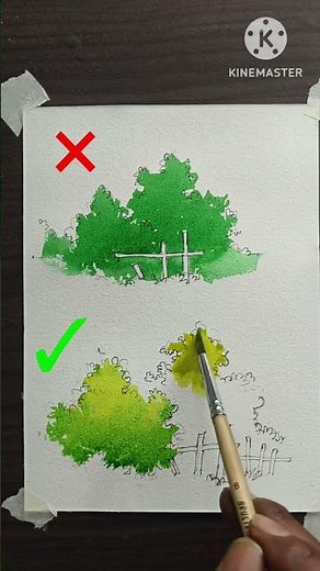 Bushes Watercolor Tutoria For beginners #watercolor #watercolortutorial #shorts