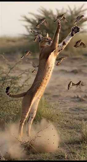 How a Caracal Hunts Birds in Midair