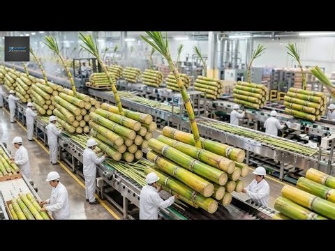 Inside a Giant Factory: How Fresh Sugarcane is Processed into Shiny Crystal Sugar (Full Process)
