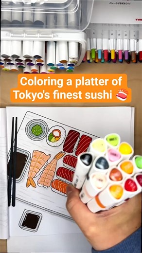 Coloring a Tokyo Sushi Page | Relaxing Adult Coloring Book (Tokyo Travel Art)