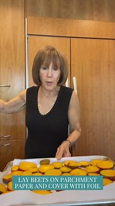 Beets are so delicious when roasted, but they can take a really long time to cook. Here’s a great hack for a faster cook time. Full details below. P.S. this will also work with red beets. I prefer the yellow because they don’t stain and they have a sweet taste. INSTRUCTIONS 1. Slice as many beets as you want into ½th “ thickness. Sprinkle olive oil and salt over top. 2. Lay out on parchment paper on baking tray, cover with foil and bake at 450°F just until tender (15 minutes – 30 minutes) depend