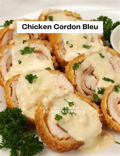 Chicken Cordon Bleu Ingredients: 5 Pieces Chicken Breast Fillet Eden Cheese 5 Pieces Sweet Ham Bread Crumbs 2-3 Pieces Egg Spanish paprika Garlic Granulated Black Pepper Salt Flour Sauce: 1 Cup Evaporated Milk 80 grams Quickmelt Cheese 1 Tablespoon Butter 2 Tablespoon All Purpose Flour 125 ml All Purpose Cream | FriendCheap Menu
